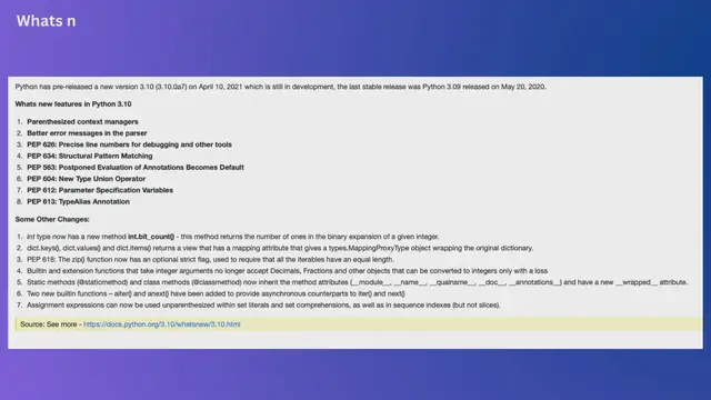 Video thumbnail for Whats new in Python 3.10 Pre-release