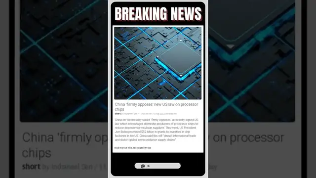 Video thumbnail for Breaking News: China 'firmly opposes' new US law on processor chips #shorts #news
