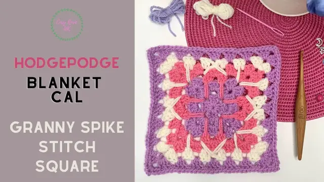 Video thumbnail for Granny Spike Stitch Granny Square | Hodgepodge Blanket CAL