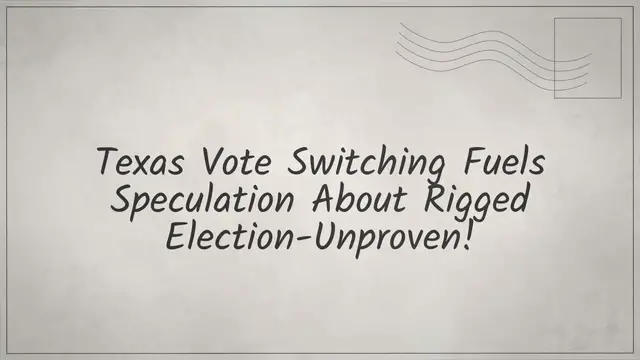 Video thumbnail for Texas Vote Switching Fuels Speculation About Rigged Election-Unproven!