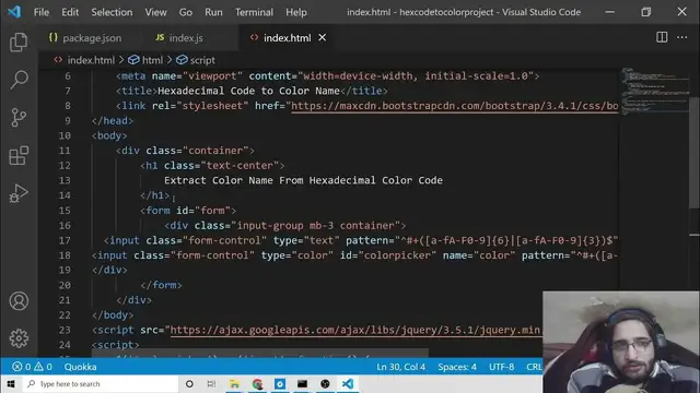 Video thumbnail for Node.js Express Project to Find Color Name From Hexadecimal Color Code in JS + Deployment to Website