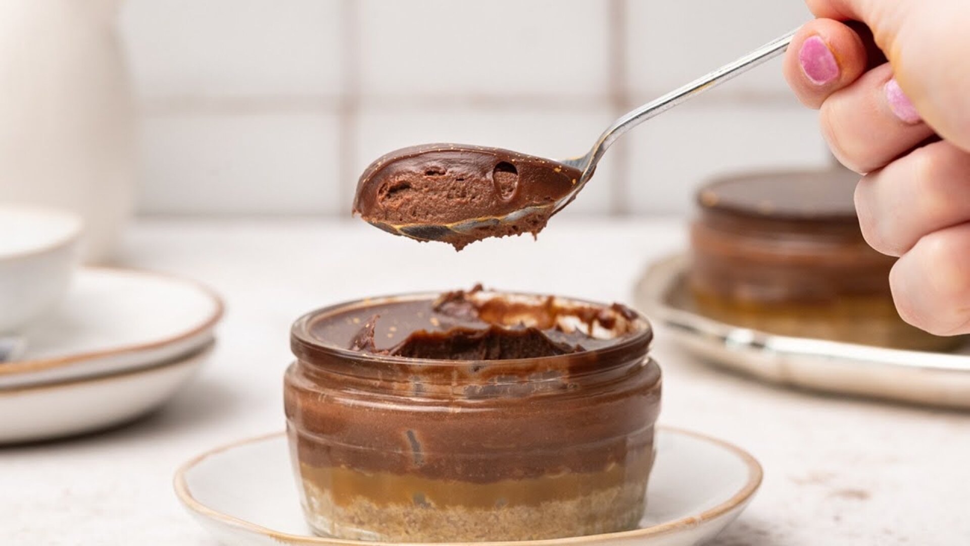 Video thumbnail for Chocolate And Salted Caramel Gluten-Free Cheesecake Pots Recipe