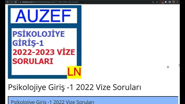 Video thumbnail for Psikolojiye Giriş -1 2022 Vize Soruları