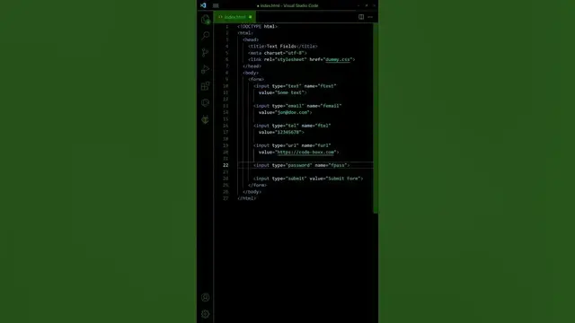 'Video thumbnail for 1 MIN HTML/CSS PART 18 - From Text Fields'