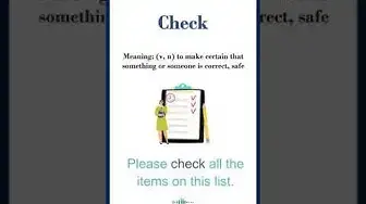 Video thumbnail for "Check" meaning | "Check" in a Sentence | Most common words in English #shorts