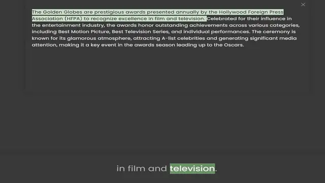 Video thumbnail for Association (HFPA) to recognize excellence in film and television. Celebrated for their influence in the entertainment industry, the awards honor outstanding achievements across various categories, including Best Motion Picture, Best Tele