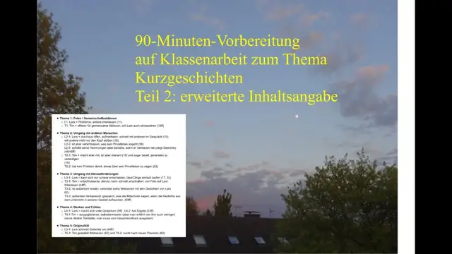 Video thumbnail for 90-Minuten-Vorbereitung: Klassenarbeit zu „Kurzgeschichten“, Teil2: „erweiterte Inhaltsangabe“
