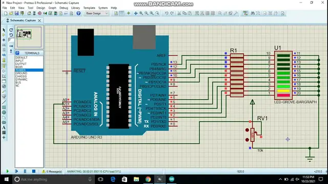 Video thumbnail for How to Create 10 segment LED bar with Arduino in Proteus?