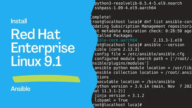 Video thumbnail for How to install Ansible in RedHat Enterprise Linux (RHEL) 9.1 - Ansible install