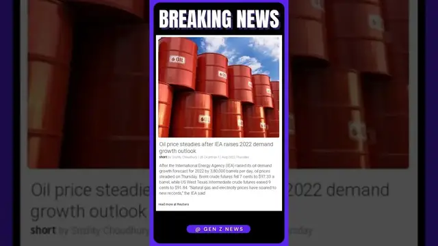Video thumbnail for Latest News: Oil price steadies after IEA raises 2022 demand growth outlook #shorts #news