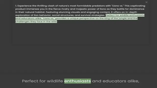 Video thumbnail for product immerses you in the fierce rivalry and majestic power of lions as they battle for dominance in their natural habitat. Featuring stunning visuals and engaging content, it offers an in-depth exploration of lion behavior, social stru