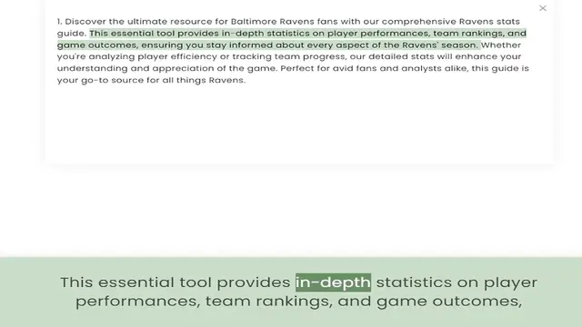 Video thumbnail for guide. This essential tool provides in-depth statistics on player performances, team rankings, and game outcomes, ensuring you stay informed about every aspect of the Ravens' season. Whether you're analyzing player efficiency or tracking