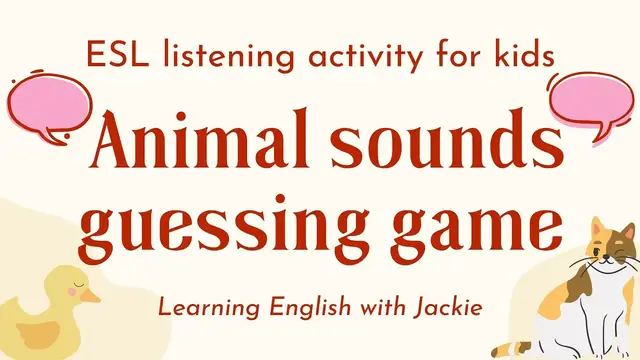 Video thumbnail for Easy ESL Animal sounds Listening Quiz for kids | Fun ESL Guessing Quiz & Activities