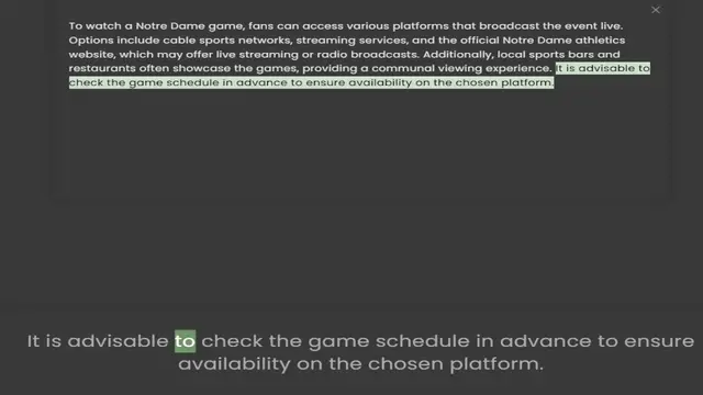 Video thumbnail for Options include cable sports networks, streaming services, and the official Notre Dame athletics website, which may offer live streaming or radio broadcasts. Additionally, local sports bars and restaurants often showcase the games, provid