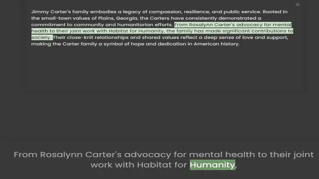 Video thumbnail for the small-town values of Plains, Georgia, the Carters have consistently demonstrated a commitment to community and humanitarian efforts. From Rosalynn Carter's advocacy for mental health to their joint work with Habitat for Humanity, the