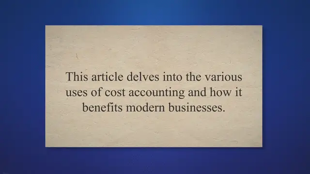 Video thumbnail for Uses of Cost Accounting