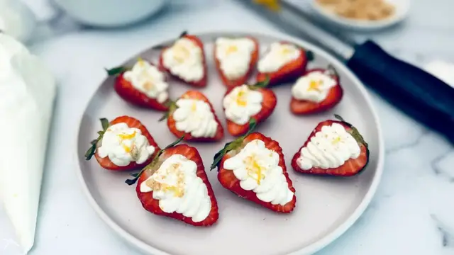 'Video thumbnail for Deviled (Cheesecake-Stuffed) Strawberries Recipe'