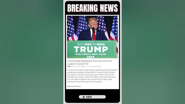 Video thumbnail for Trump Still Reigns Supreme: 47% GOP Support for 2024 Nomination | #shorts #news