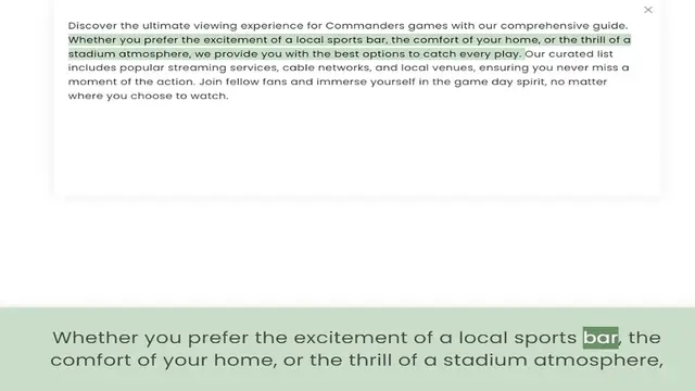 Video thumbnail for Whether you prefer the excitement of a local sports bar, the comfort of your home, or the thrill of a stadium atmosphere, we provide you with the best options to catch every play. Our curated list includes popular streaming services, cabl