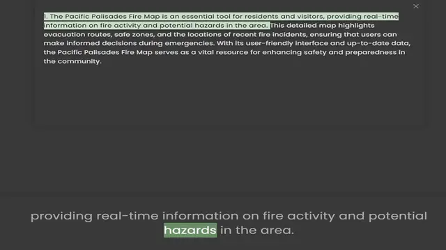 Video thumbnail for information on fire activity and potential hazards in the area. This detailed map highlights evacuation routes, safe zones, and the locations of recent fire incidents, ensuring that users can make informed decisions during emergencies. Wi