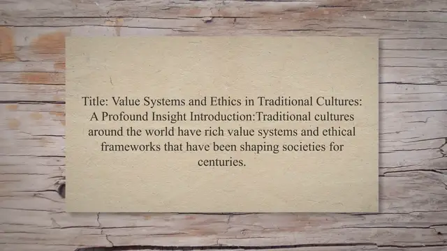 Video thumbnail for Value systems and ethics in traditional cultures