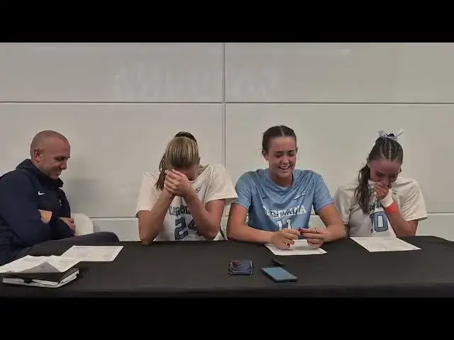 Video thumbnail for #UNC coach Damon Nahas, center back Izzi Straton, goaltender Peyton Trayer and forward Bella Devey