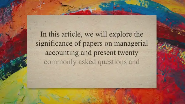 Video thumbnail for Papers on Managerial Accounting