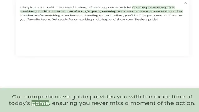 Video thumbnail for provides you with the exact time of today's game, ensuring you never miss a moment of the action. Whether you're watching from home or heading to the stadium, you'll be fully prepared to cheer on your favorite team. G