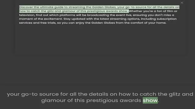 Video thumbnail for how to catch the glitz and glamour of this prestigious awards show. Whether you're a fan of film or television, find out which platforms will be broadcasting the event live, ensuring you don't miss a moment of the excitement. Stay updated