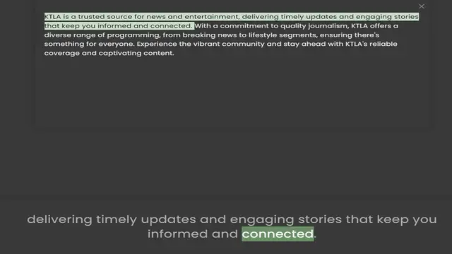 Video thumbnail for that keep you informed and connected. With a commitment to quality journalism, KTLA offers a diverse range of programming, from breaking news to lifestyle segments, ensuring there's something for everyone. Experience the vibrant community