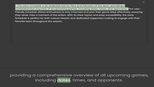 Video thumbnail for comprehensive overview of all upcoming games, including dates, times, and opponents. This user-friendly schedule allows enthusiasts to stay informed and plan their game days effectively, ensuring they never miss a moment of the action. Wi
