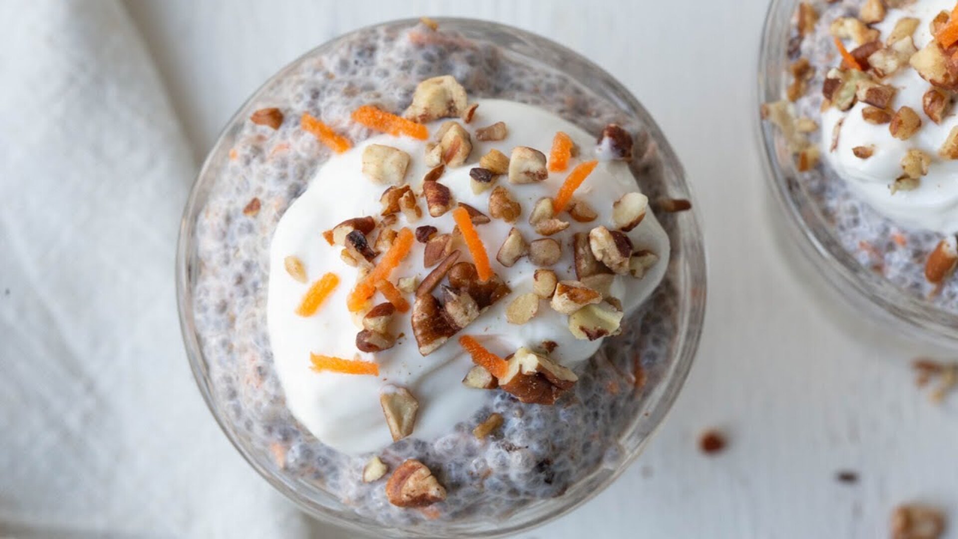 Video thumbnail for Carrot Cake Chia Pudding With Greek Yogurt Frosting Recipe
