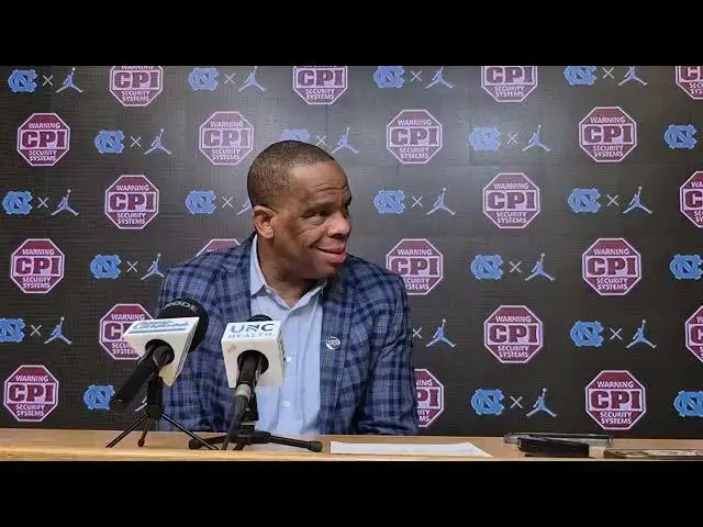 'Video thumbnail for #UNC coach Hubert Davis press conference after beating Virginia for Heels' third straight win.'
