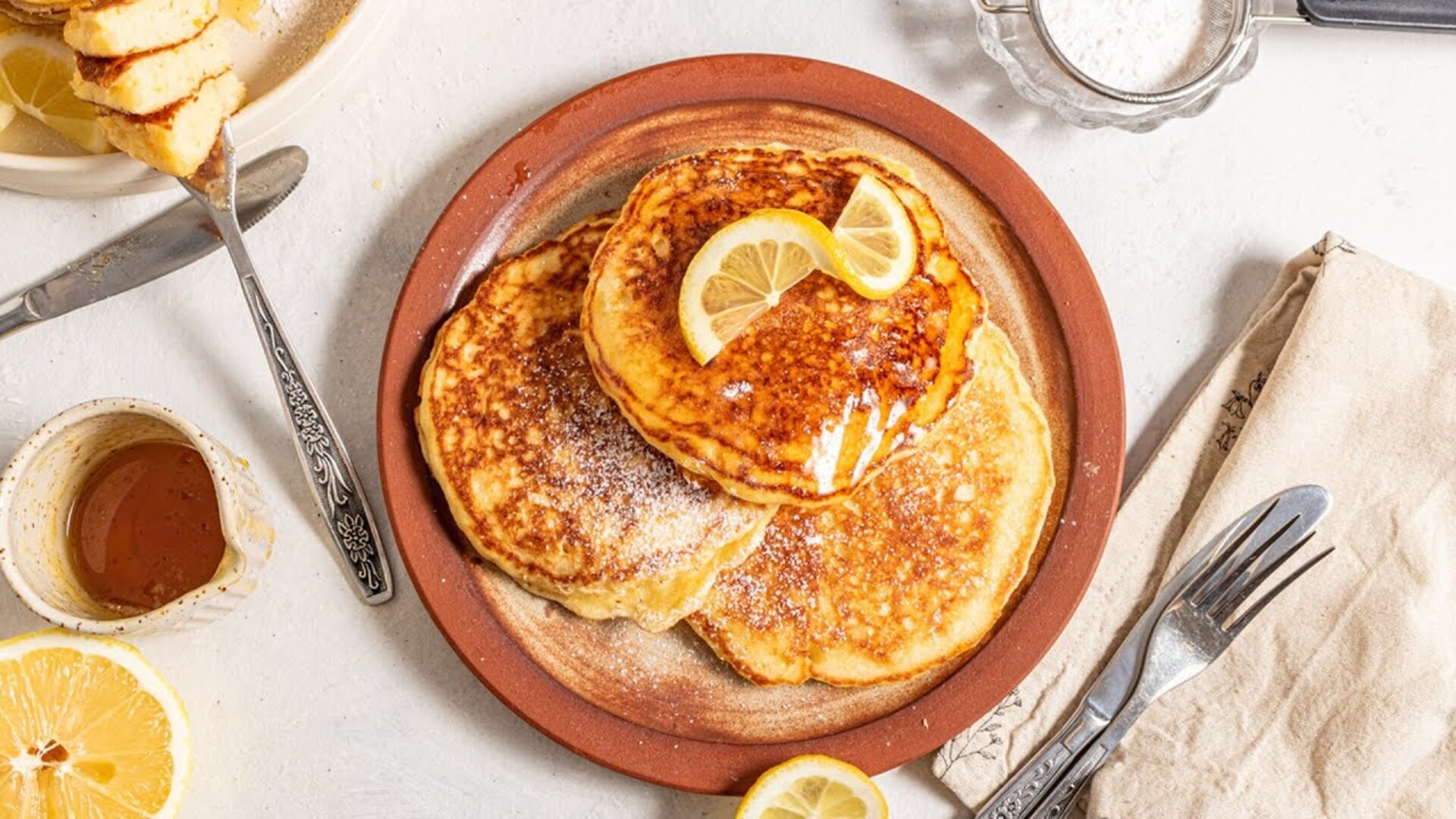 Video thumbnail for Vibrant Lemon Ricotta Pancakes Recipe