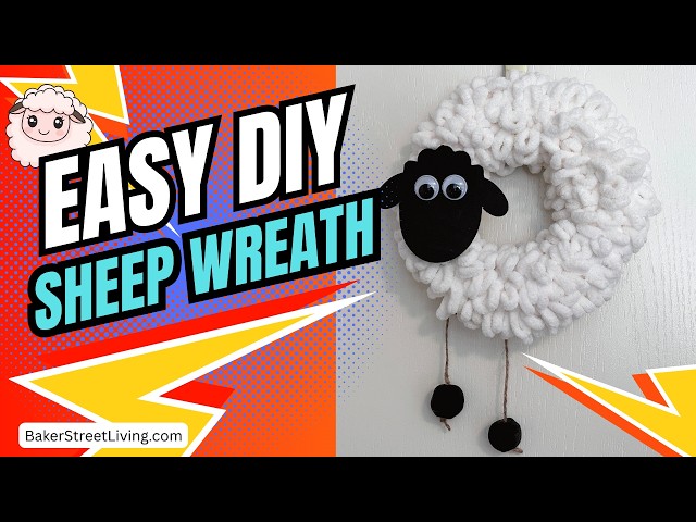 Video thumbnail for DIY Sheep Wreath with Loop Yarn — Easy Beginner Friendly Farmhouse Wreath