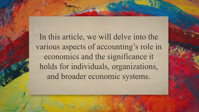 Video thumbnail for Role of Accounting in Economics