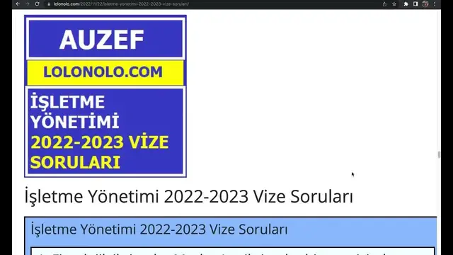 Video thumbnail for İşletme Yönetimi 2022-2023 Vize Soruları