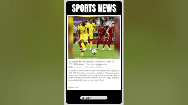 Video thumbnail for Enner Valencia scores the first goal of the 2022 FIFA World Cup in Ecuador's
