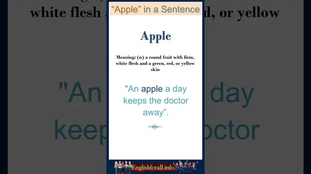 Video thumbnail for Apple Meaning | Apple in a Sentence | Most common words in English #shorts