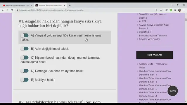 Video thumbnail for Hukukun Temel Kavramları Final Deneme Sınavı -4