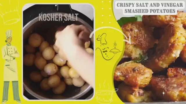 'Video thumbnail for Crispy Salt and Vinegar Smashed Potatoes'
