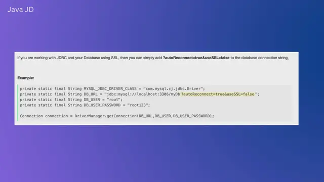 Video thumbnail for Java JDBC Connection with Database using SSL (https) URL