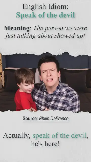 Video thumbnail for Speak of the devil | English Idiom #shorts