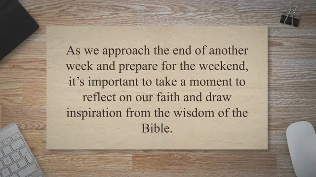 Video thumbnail for Friday Scriptures: 10 Bible Verses for Inspiration to End Your Week Strong