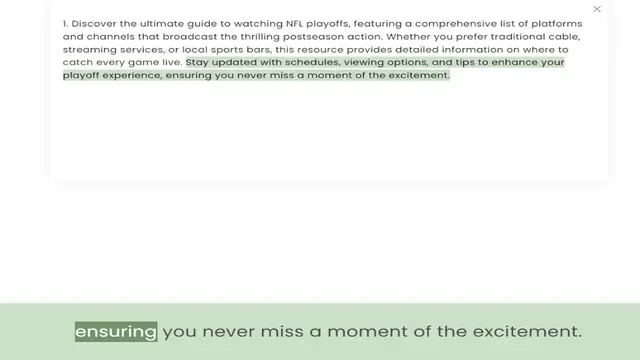 Video thumbnail for and channels that broadcast the thrilling postseason action. Whether you prefer traditional cable, streaming services, or local sports bars, this resource provides detailed information on where to catch every game live. Stay updated with