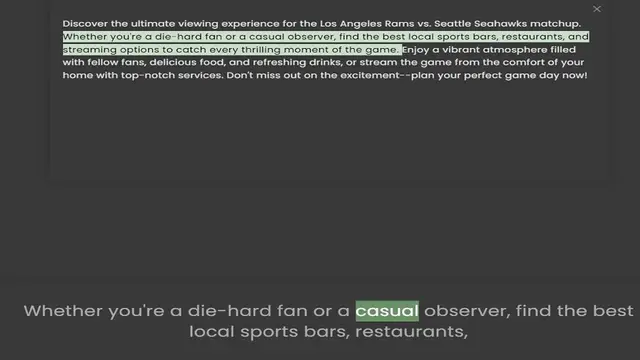 Video thumbnail for Whether you're a die-hard fan or a casual observer, find the best local sports bars, restaurants, and streaming options to catch every thrilling moment of the game. Enjoy a vibrant atmosphere filled with fellow fans, delicious food, and r