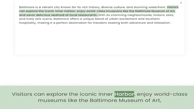 Video thumbnail for can explore the iconic Inner Harbor, enjoy world-class museums like the Baltimore Museum of Art, and savor delicious seafood at local restaurants. With its charming neighborhoods, historic sites, and lively arts scene, Baltimore offers a