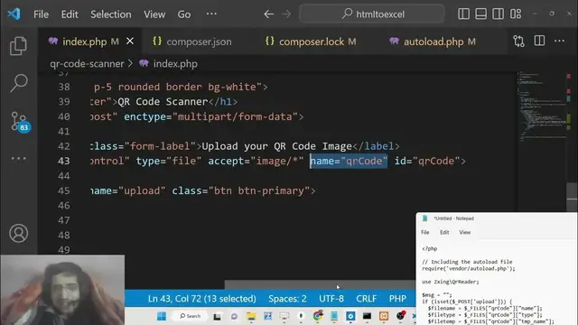 Video thumbnail for PHP 7 ZXing Decoder Project to Build QRCode Scanner in Browser Using Bootstrap 5