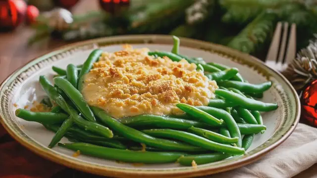 'Video thumbnail for Fresh Green Bean Casserole_ A Homemade Holiday Upgrade'