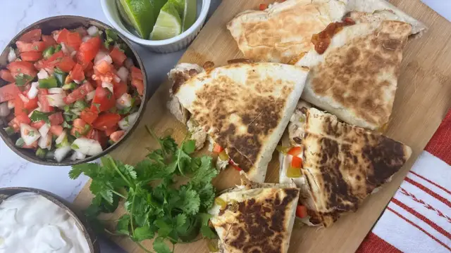 'Video thumbnail for Chicken And Green Chile Quesadillas Recipe'